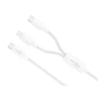 Кабель VIXION PRO VX-19,Type-C - Type-C+Lightning,10W, 1.2 м, белый