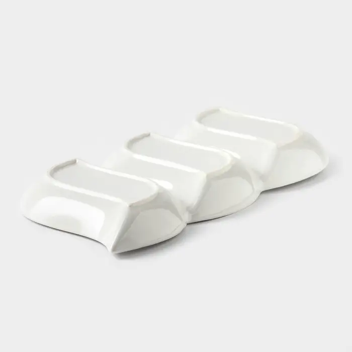 Менажница 3 ячейки &laquo;Марбл&raquo;, 36&times;17&times;3 см, керамика, белая