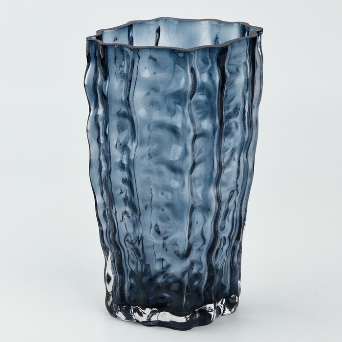 Ваза для цветов «Марбл блу» из синего стекла 23×15×9 см Ваза для цветов «Марбл блу» из синего стекла 23×15×9 см