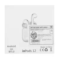 Наушники беспроводные Luazon i12, TWS, вкладыши, Bluetooth 5.0, 35/300 мАч, сенсор, чёрные матовые