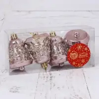 Набор ёлочных игрушек 4 шт. «Зимнее волшебство. Время праздника» пластик, 5 см, розовый