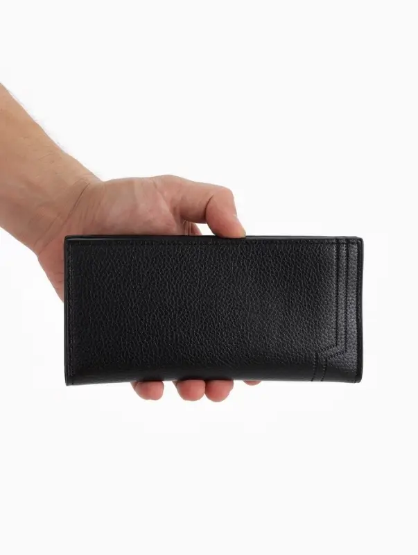 Портмоне мужское, без застежки, 3 отделения, чёрное