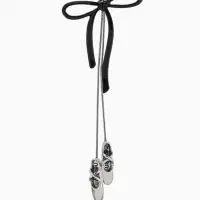 Чокер &laquo;Балерина&raquo; с бантиком, пуанты, затяжка, L=60см, цвет чёрно-серебристый