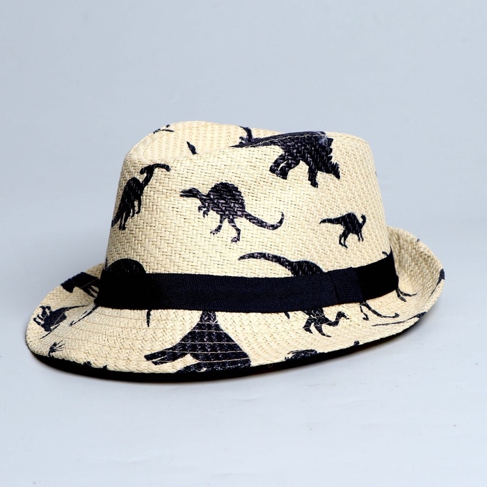 Панама детская соломенная для мальчика «Динозаврики», р-р 52-54 Панама детская соломенная для мальчика «Динозаврики», р-р 52-54