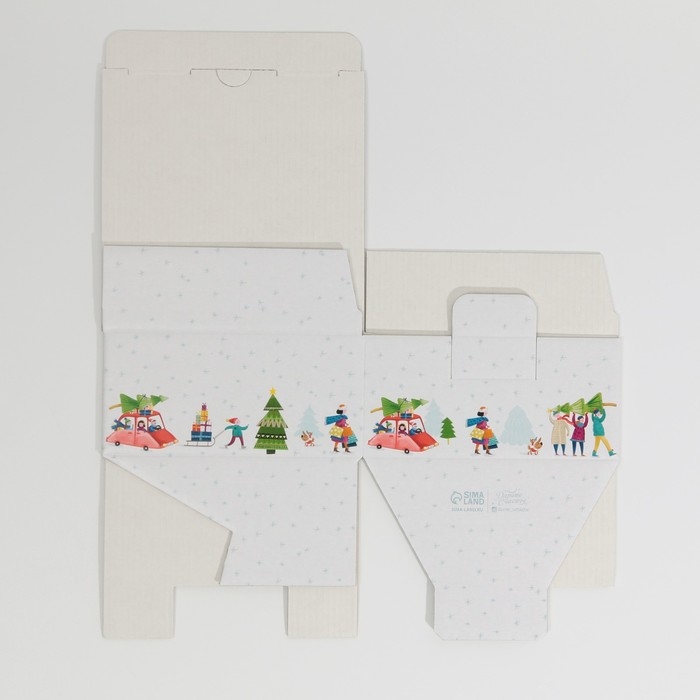 Коробка подарочная новогодняя складная «Город», 15 х 15 х 7 см, Новый год Коробка подарочная новогодняя складная «Город», 15 х 15 х 7 см, Новый год