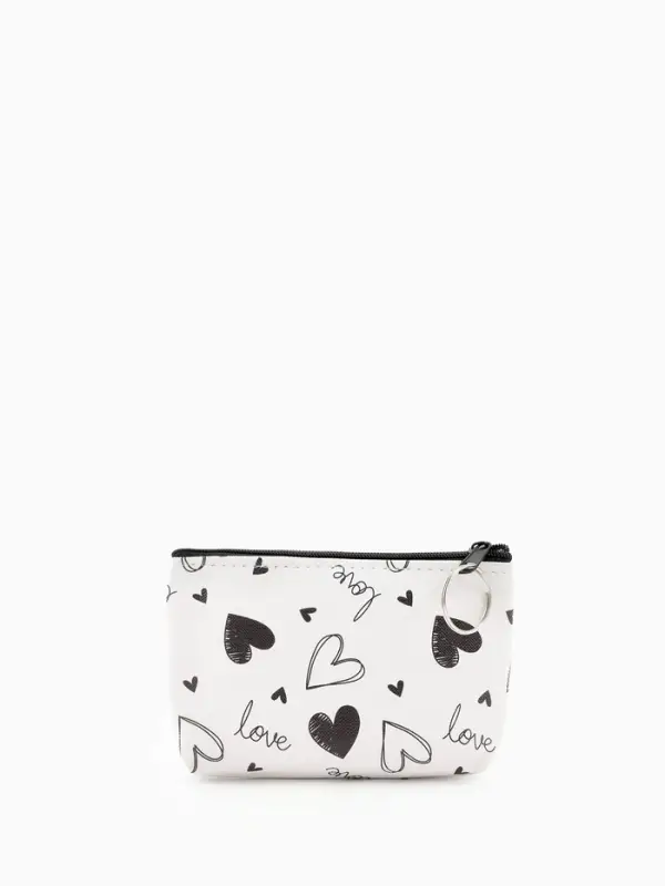 Кошелёк-монетница на молнии, 12&times;3.5&times;9 см, белый