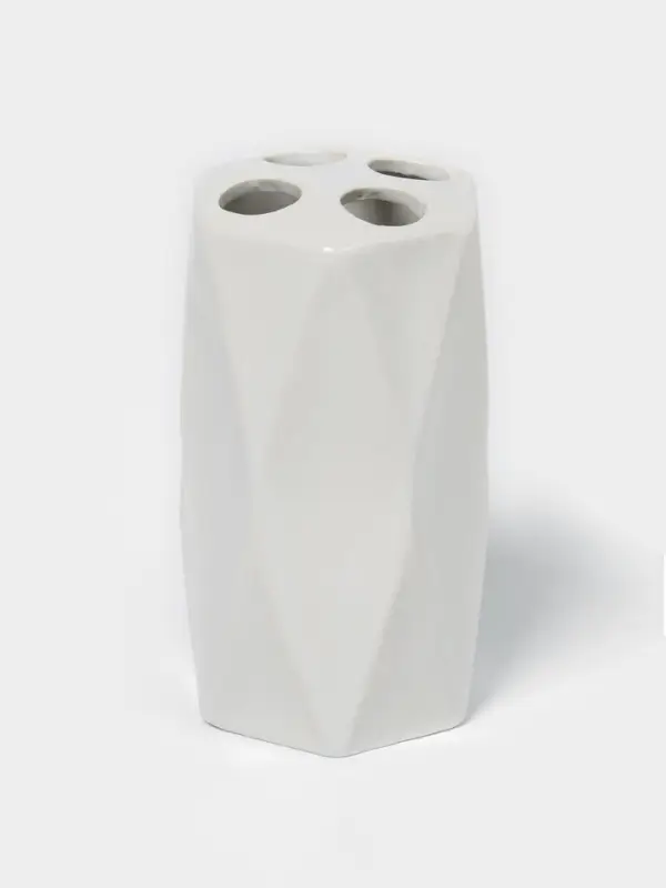 Набор аксессуаров для ванной комнаты Доляна &laquo;Геометрия&raquo;, 4 предмета, дозатор, мыльница, два стакана, белый