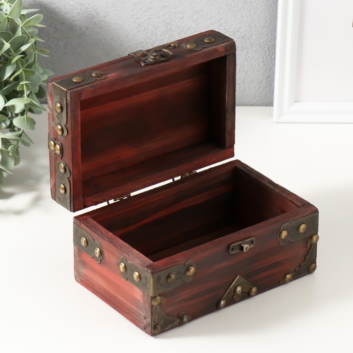 Шкатулка сундук дерево "Аделина" красная 17,5х11х9,5 см