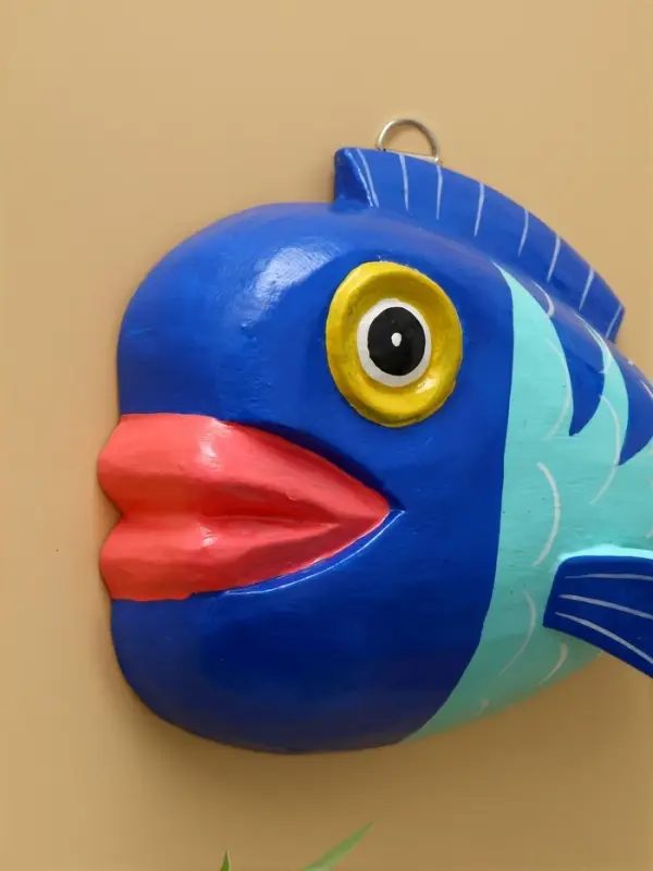 Панно  Панно "Рыба-клоун" дерево 20х16х4 см, цв. сине-бирюзовый