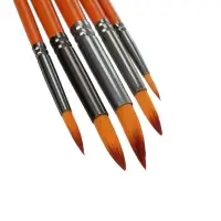 Набор кистей для рисования, синтетика, 5 штук: № 2, 4, 6, 8, 10, круглые, деревянная ручка, международный размер