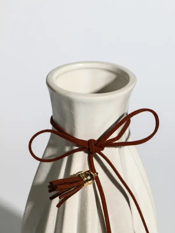 Ваза керамика настольная Ваза керамика настольная "Шерон" зауженная шнур, 19,5х8,5х6 см, белый