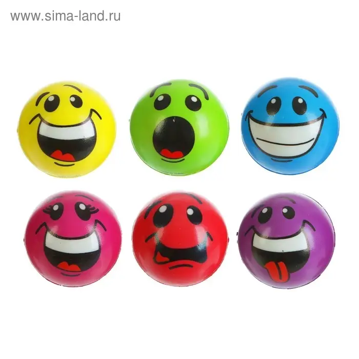 Мяч детский мягкий «Смайлики», 6.3 см, МИКС Мяч детский мягкий «Смайлики», 6.3 см, МИКС