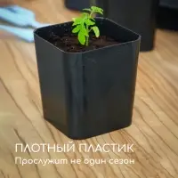 Горшок для рассады, 500 мл, d=8.5 см, h=10 см, пластик, чёрный, Greengo