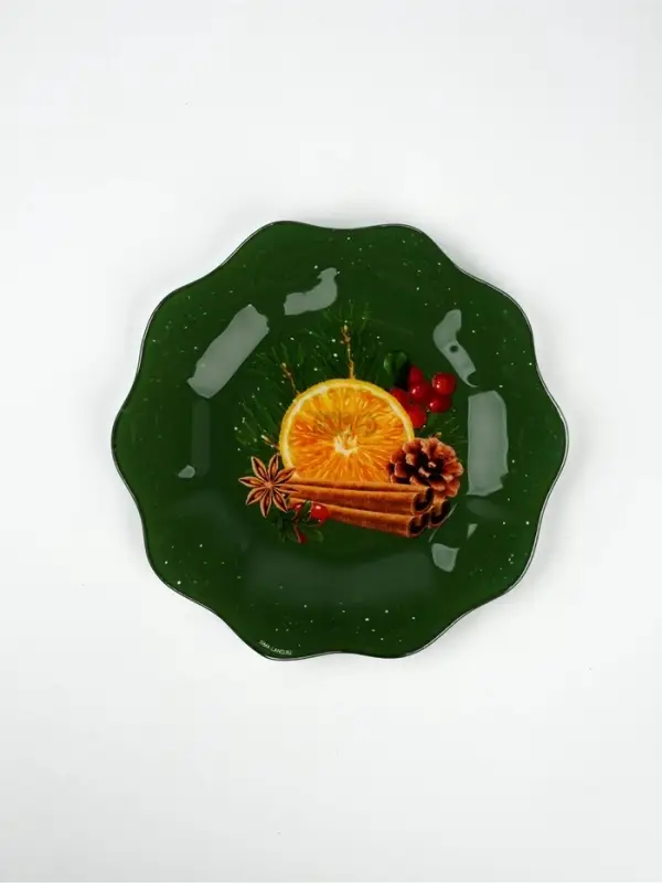 Тарелка плоская новогодняя &laquo;Апельсины&raquo;, d=20 см