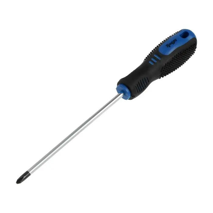 Отвертка крестовая ТУНДРА, CrV, хром, магнит, двухкомпонентная рукоятка, PH2&times;150 мм
