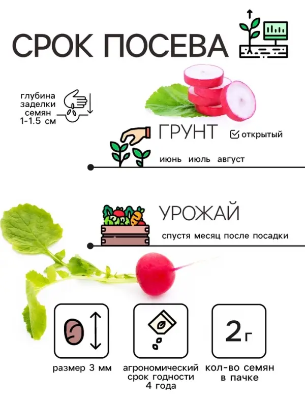 Семена Редис  Семена Редис "Жара", 2 г