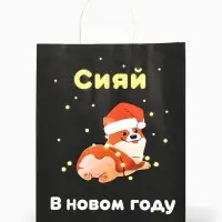 Пакет бумажный подарочный новогодний крафт &laquo;Сияй&raquo;, 27&times;21&times;11 см