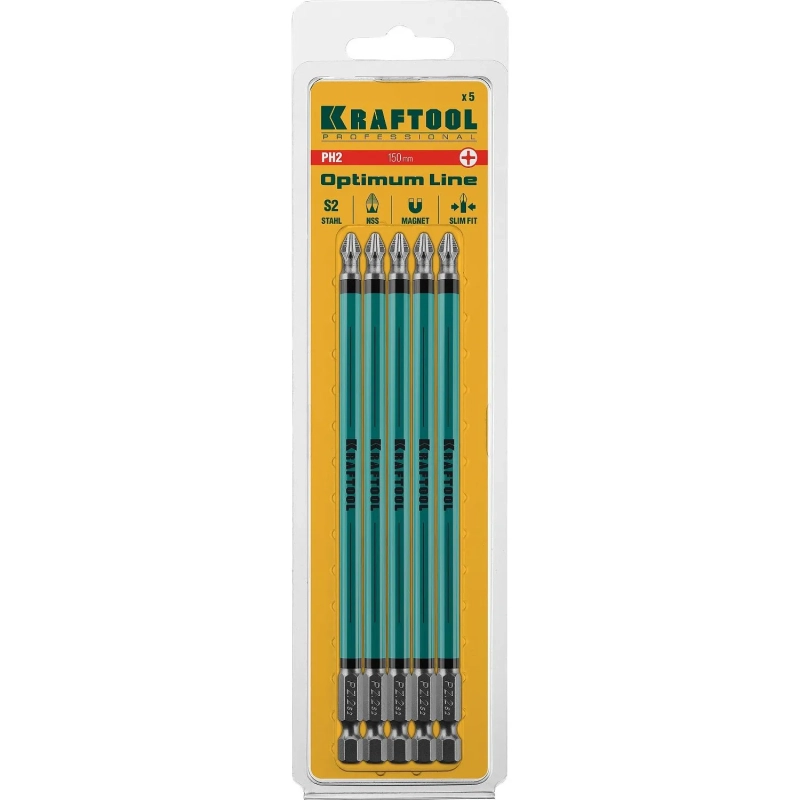 Бита KRAFTOOL Optimum Line PH2, 150 мм, тип E, 5 шт/уп (26122-2-150-5)