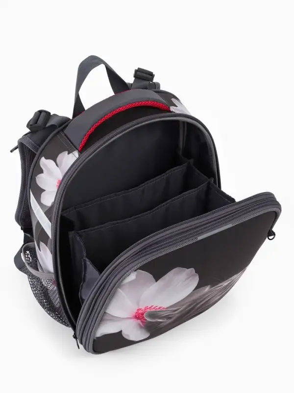 Рюкзак школьный для девочки &laquo;Котёнок с цветочком&raquo;, Stavia, эргономичная спинка, 30&times;16&times;38 см, серый