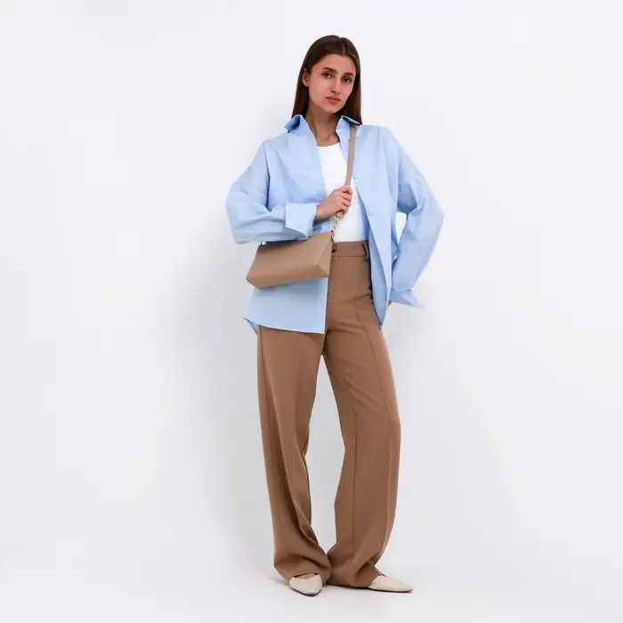 Сумка женская кросс-боди на молнии, 25.5&times;6.5&times;12.5 см, бежевая