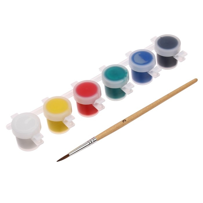 Краска по ткани, набор 6 цветов х 5 мл, Луч, акриловая на водной основе, с кистью Краска по ткани, набор 6 цветов х 5 мл, Луч, акриловая на водной основе, с кистью