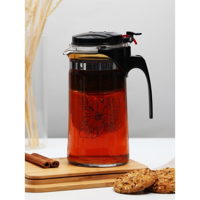 Чайник заварочный стеклянный Дорого внимание «Цветы», 900 мл Чайник заварочный стеклянный Дорого внимание «Цветы», 900 мл