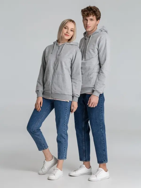 Толстовка на молнии с капюшоном Unit Siverga серый меланж, размер XS Толстовка на молнии с капюшоном Unit Siverga серый меланж, размер XS