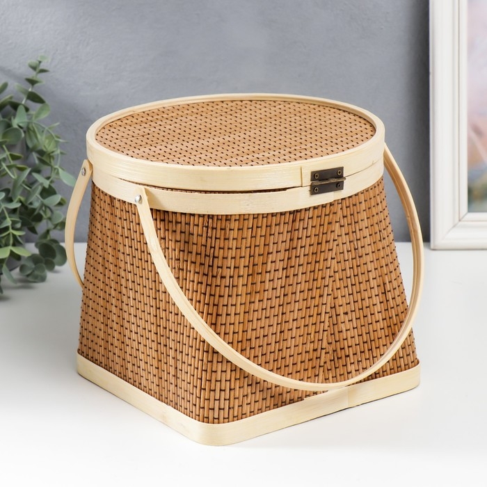 Шкатулка бамбук Шкатулка бамбук "Кузовок" с ручками 18х20х22 см