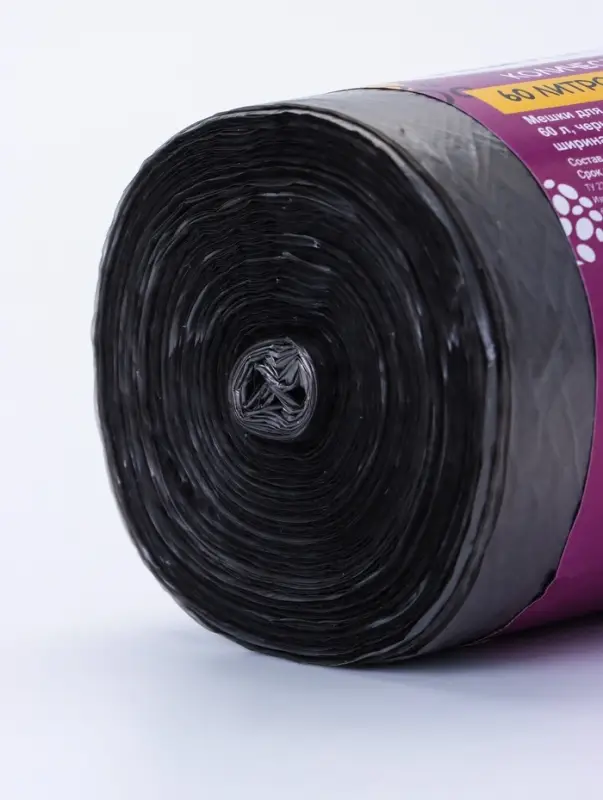 Мешки для мусора в рулоне UpakLand=60 л, черные, ПНД, 9 мкм, 100 шт.