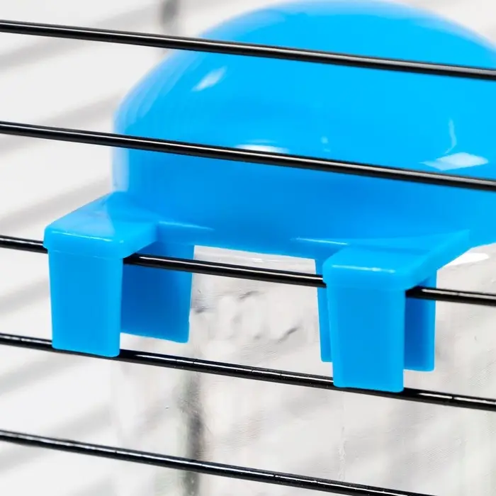 Поилка для клетки, 500 мл, 9&times;6.5&times;23 см, голубая