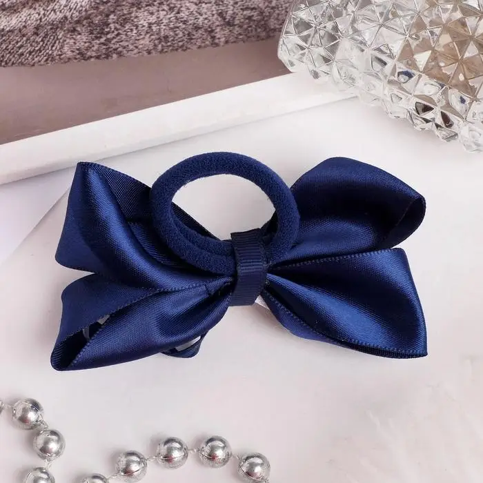 Резинка для волос «Школьница», бант полоски, 8 см, сине-белая