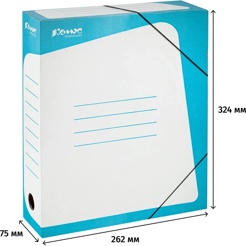 Короб архивный Комус гофрокартон,75 мм бирюзовый корешок