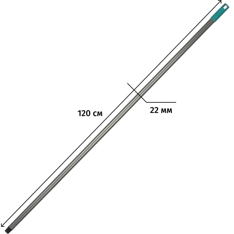 Рукоятка металлическая, цвет зеленый 120см с резьбой NV-123MG