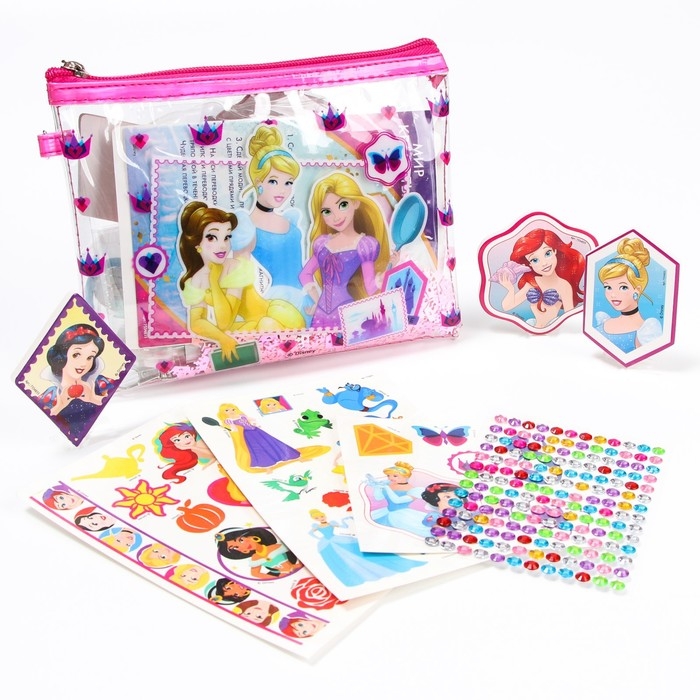 Набор для творчества «Набор красоты для творчества. Принцессы», с прядями, тату, стразами, в сумочке Набор для творчества «Набор красоты для творчества. Принцессы», с прядями, тату, стразами, в сумочке
