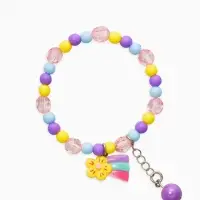 Браслет детский набор 3 шт. "Выбражулька" радуга, подвеска с бусиной, разноцветный