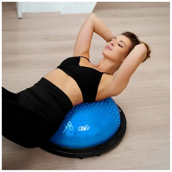 Полусфера BOSU гимнастическая ONLYTOP, массажная, с насосом, 58&times;25 см, синяя