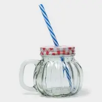 Кружка Доляна &laquo;Тыковка&raquo;, 400 мл, 12.5&times;10 см, стекло, с крышкой и трубочкой, МИКС