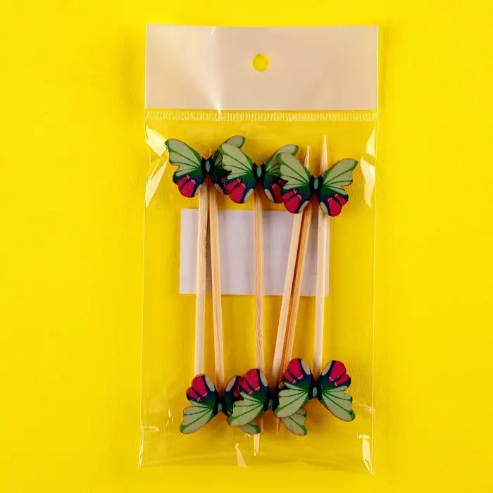 Шпажки бабочки, набор 6 шт, цвет МИКС Шпажки бабочки, набор 6 шт, цвет МИКС