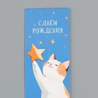 Конверт для денег &laquo;С днём рождения&raquo;, котик, 16,5 х 8 см