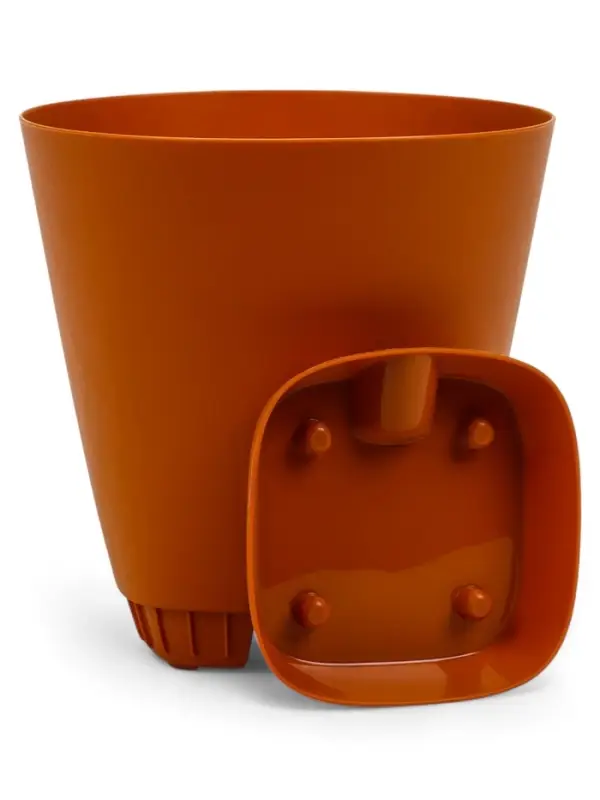 Кашпо с прикорневым поливом 2 л D-14,5см, H-15см карамель Кашпо с прикорневым поливом 2 л D-14,5см, H-15см карамель "Гранд"