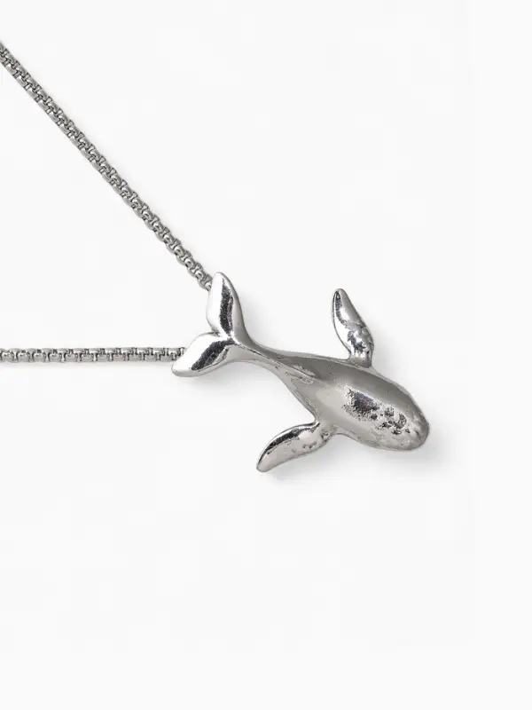 Кулон &laquo;Кит&raquo;, цвет чернёное серебро, 70 см