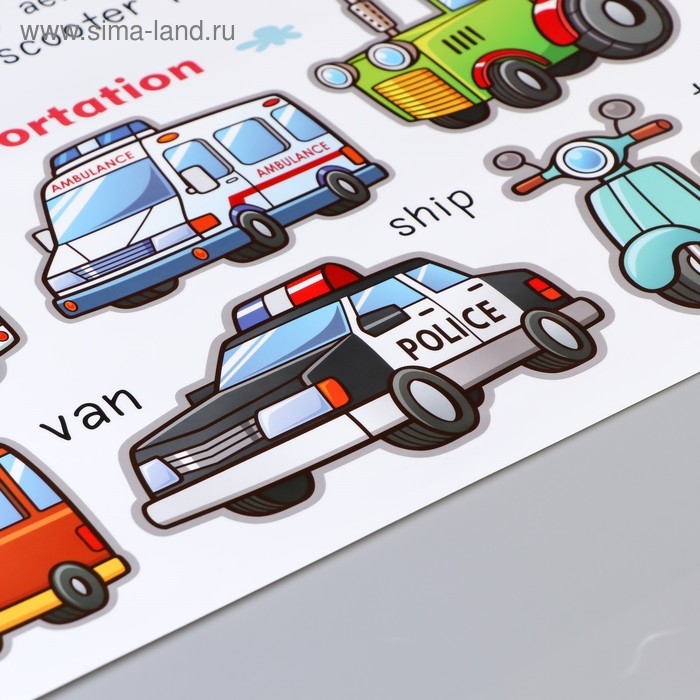 Наклейка пластик интерьерная "Виды транспорта" 60х90 см