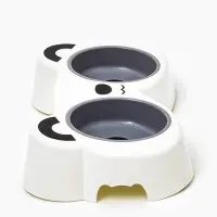 Миска пластиковая двойная "Панда" 2 х 160 мл, серая