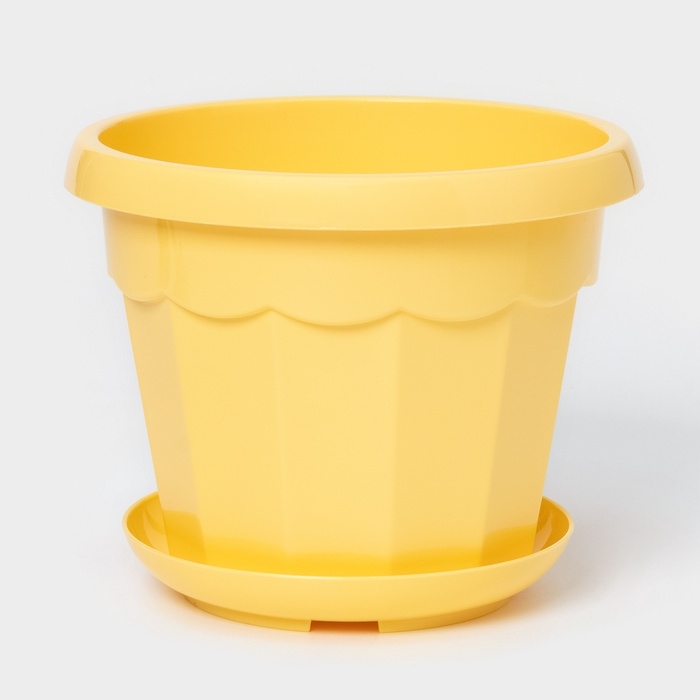 Горшок для цветов с поддоном Доляна «Эрика», 1,8 л, пластиковый, цвет жёлтый Горшок для цветов с поддоном Доляна «Эрика», 1,8 л, пластиковый, цвет жёлтый