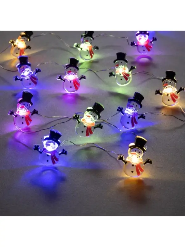 Гирлянда &laquo;Нить&raquo; 2 м, роса с насадками &laquo;Снеговик в шарфе&raquo;, IP20, серебристая нить, 20 LED, 2 режима, от батареек АА&times;2, свечение мульти