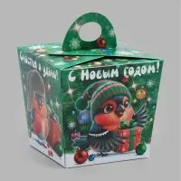 Коробка подарочная малая &laquo;Новогодние снегири&raquo;, 10&times;9.2&times;9.2 см, для сладких подарков