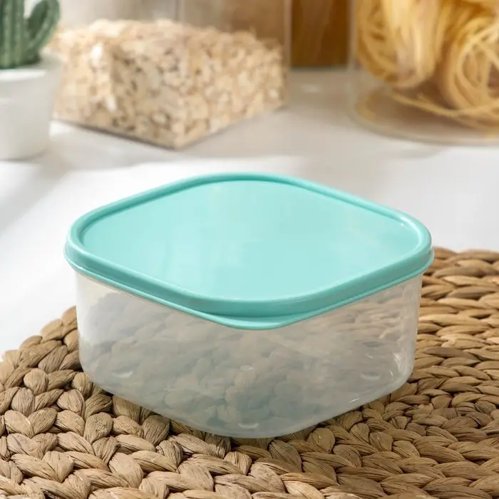 Контейнер квадратный Доляна, пищевой, 700 мл, цвет цвет бирюзовый Контейнер квадратный Доляна, пищевой, 700 мл, цвет цвет бирюзовый