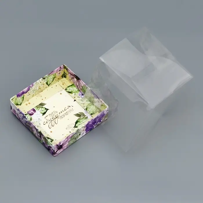 Коробка сборная с PVC крышкой, «Комплимент», 10×10×10 см Коробка сборная с PVC крышкой, «Комплимент», 10×10×10 см