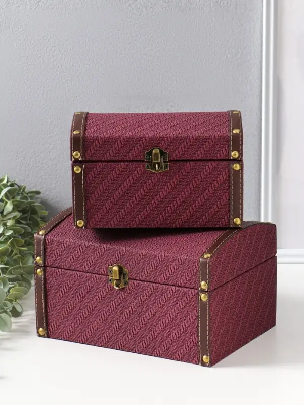 Шкатулка дерево "Диагональ" слива набор 2 шт 19х13,5х12 23х17х14 см