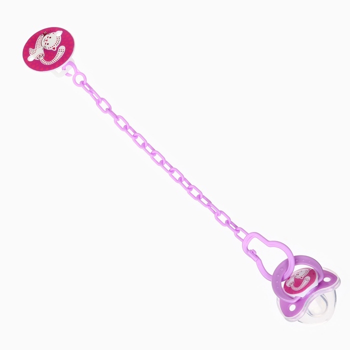 Пустышка ортодонт., с колпачком и держателем, от 0 мес., цвет Фиолет / Роз Пустышка ортодонт., с колпачком и держателем, от 0 мес., цвет Фиолет / Роз